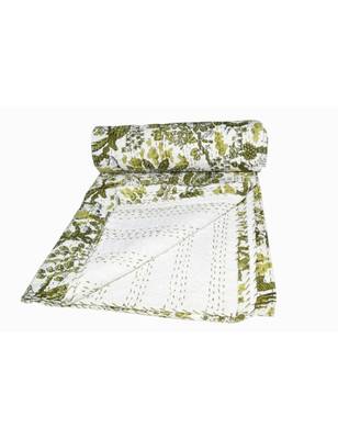 Kantha Quilt Queen Cotton Vintage Throw Blanket Multi Design Indian Handmade GDR0259 2