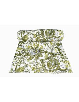 Kantha Quilt Queen Cotton Vintage Throw Blanket Multi Design Indian Handmade GDR0259 3