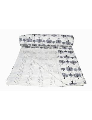 Kantha Quilt Queen Cotton Vintage Throw Blanket Multi Design Indian Handmade GDR0260 2