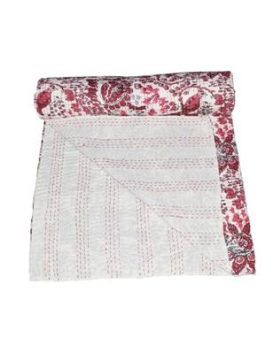 Kantha Quilt Queen Cotton Vintage Throw Blanket Multi Design Indian Handmade GDR0261 2