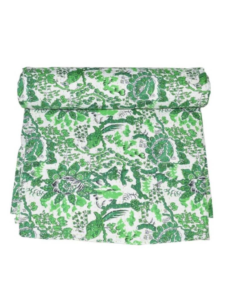 Kantha Quilt Queen Cotton Vintage Throw Blanket Multi Design Indian Handmade GDR0263