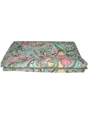 Kantha Quilt Queen Cotton Vintage Throw Blanket Multi Design Indian Handmade GDR0267 4