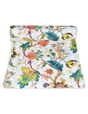 Kantha Quilt Queen Cotton Vintage Throw Blanket Multi Design Indian Handmade GDR0273 1