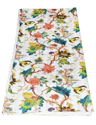 Kantha Quilt Queen Cotton Vintage Throw Blanket Multi Design Indian Handmade GDR0273 2