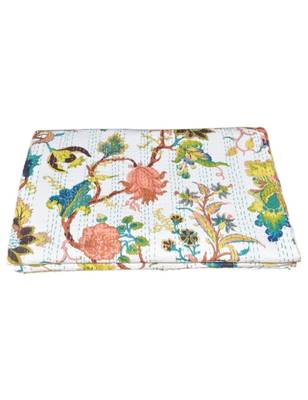 Kantha Quilt Queen Cotton Vintage Throw Blanket Multi Design Indian Handmade GDR0273 4