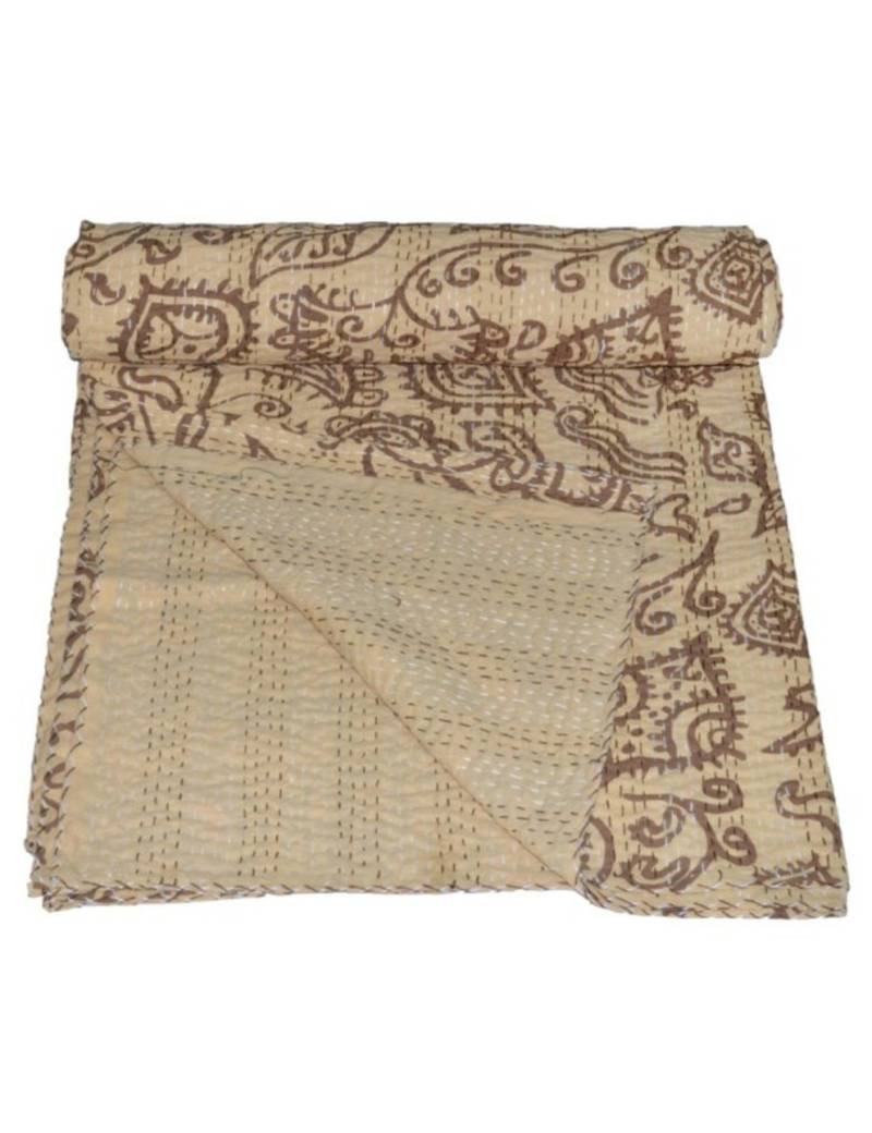 Kantha Quilt Queen Cotton Vintage Throw Blanket Multi Design Indian Handmade GDR0292
