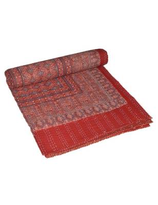 Kantha Quilt Queen Cotton Vintage Throw Blanket Multi Design Indian Handmade GDR0294 1