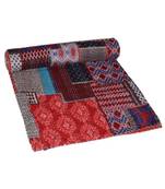 Kantha Quilt Queen Cotton Vintage Throw Blanket Multi Design Indian Handmade GDR0296
