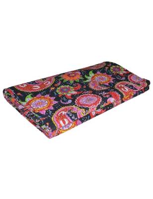Kantha Quilt Queen Cotton Vintage Throw Blanket Multi Design Indian Handmade GDR0334 1