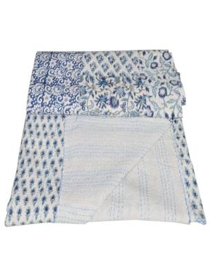 Kantha Quilt Queen Cotton Vintage Throw Blanket Multi Design Indian Handmade GDR0357 4