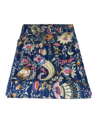 Kantha Quilt Queen Cotton Vintage Throw Blanket Multi Design Indian Handmade GDR0360 2