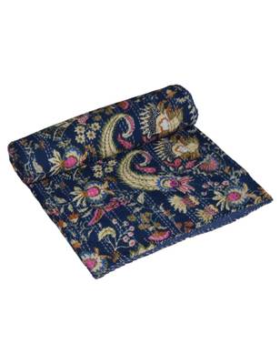 Kantha Quilt Queen Cotton Vintage Throw Blanket Multi Design Indian Handmade GDR0360 3
