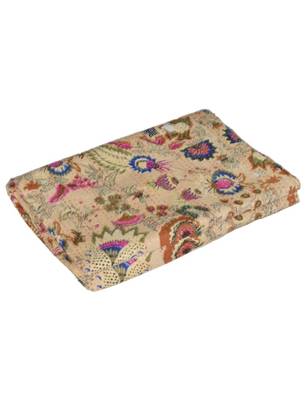 Kantha Quilt Queen Cotton Vintage Throw Blanket Multi Design Indian Handmade GDR0361 1