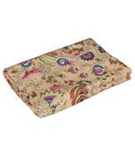 Kantha Quilt Queen Cotton Vintage Throw Blanket Multi Design Indian Handmade GDR0361