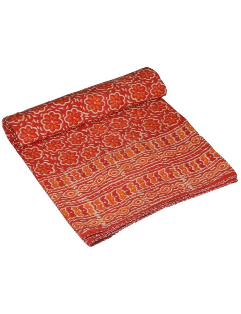 Kantha Quilt Queen Cotton Vintage Throw Blanket Multi Design Indian Handmade GDR0382