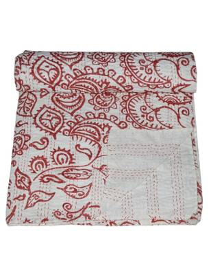 Kantha Quilt Queen Cotton Vintage Throw Blanket Multi Design Indian Handmade GDR0393 1