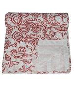 Kantha Quilt Queen Cotton Vintage Throw Blanket Multi Design Indian Handmade GDR0393