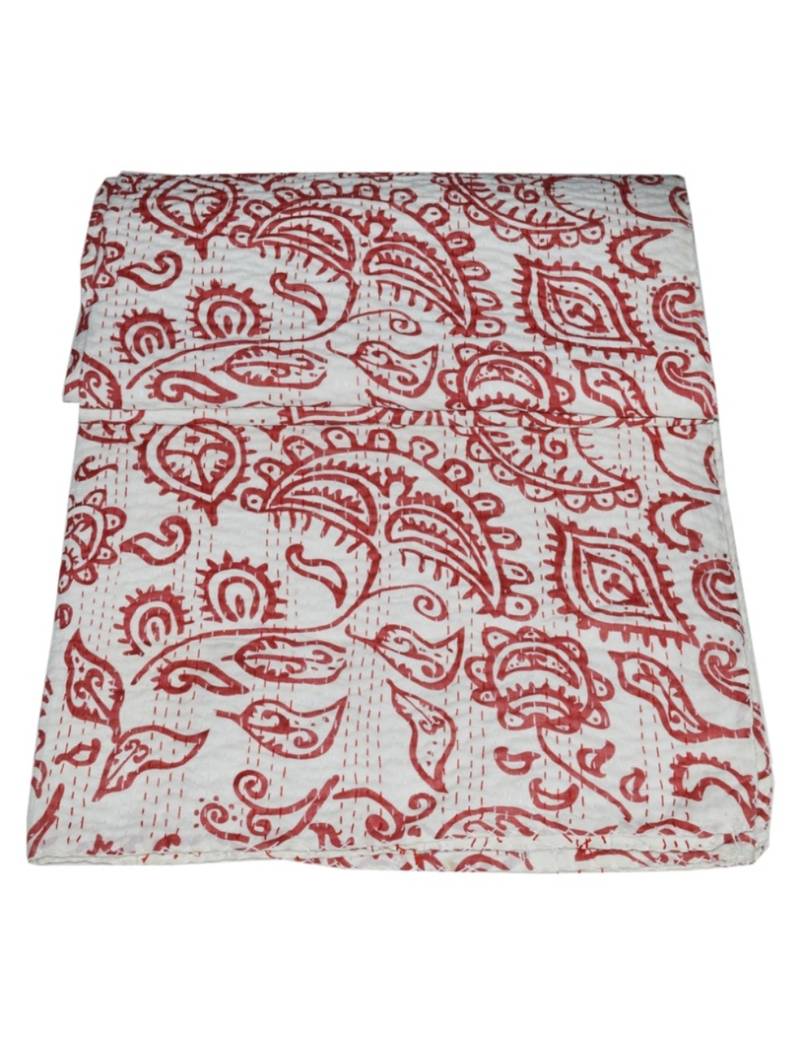 Kantha Quilt Queen Cotton Vintage Throw Blanket Multi Design Indian Handmade GDR0393