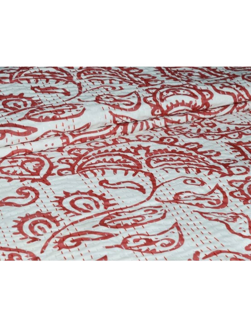 Kantha Quilt Queen Cotton Vintage Throw Blanket Multi Design Indian Handmade GDR0393