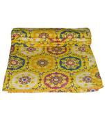 Kantha Quilt Queen Cotton Vintage Throw Blanket Multi Design Indian Handmade GDR0405
