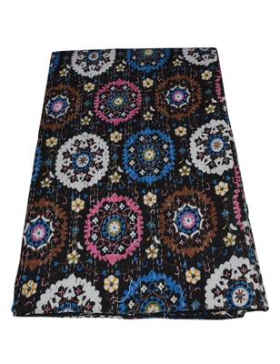 Kantha Quilt Queen Cotton Vintage Throw Blanket Multi Design Indian Handmade GDR0408 2