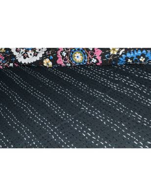 Kantha Quilt Queen Cotton Vintage Throw Blanket Multi Design Indian Handmade GDR0408 5