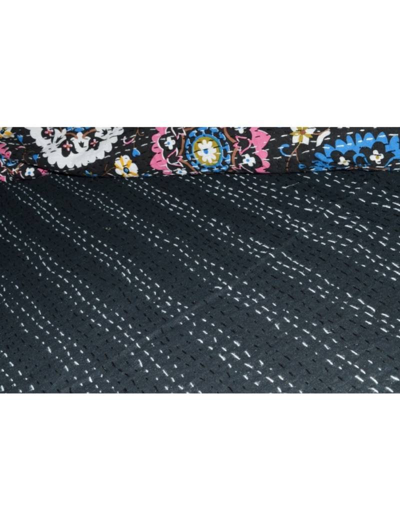 Kantha Quilt Queen Cotton Vintage Throw Blanket Multi Design Indian Handmade GDR0408