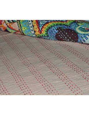 Kantha Quilt Queen Cotton Vintage Throw Blanket Multi Design Indian Handmade GDR0411 5