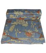 Kantha Quilt Queen Cotton Vintage Throw Blanket Multi Design Indian Handmade GDR0419