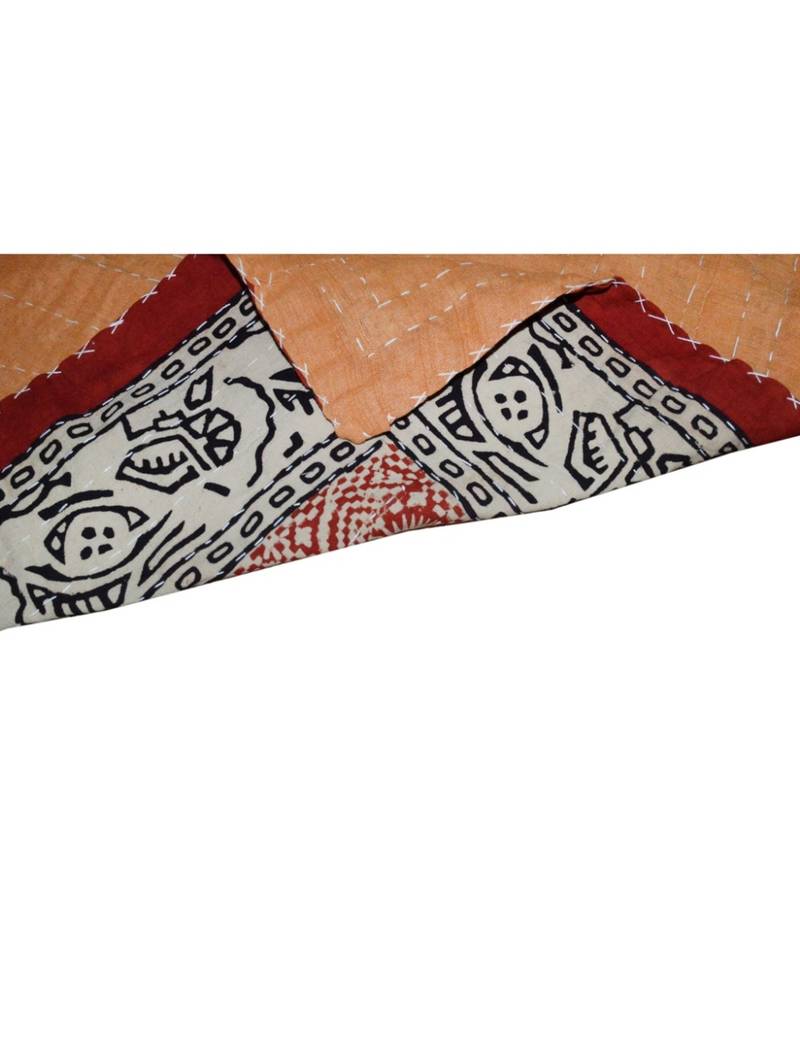 Kantha Quilt Queen Cotton Vintage Throw Blanket Multi Design Indian Handmade GDR0455
