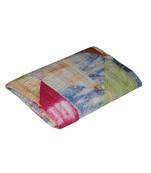 Kantha Quilt Queen Cotton Vintage Throw Blanket Multi Design Indian Handmade GDR0457