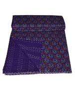 Kantha Quilt Queen Cotton Vintage Throw Blanket Multi Design Indian Handmade GDR0462