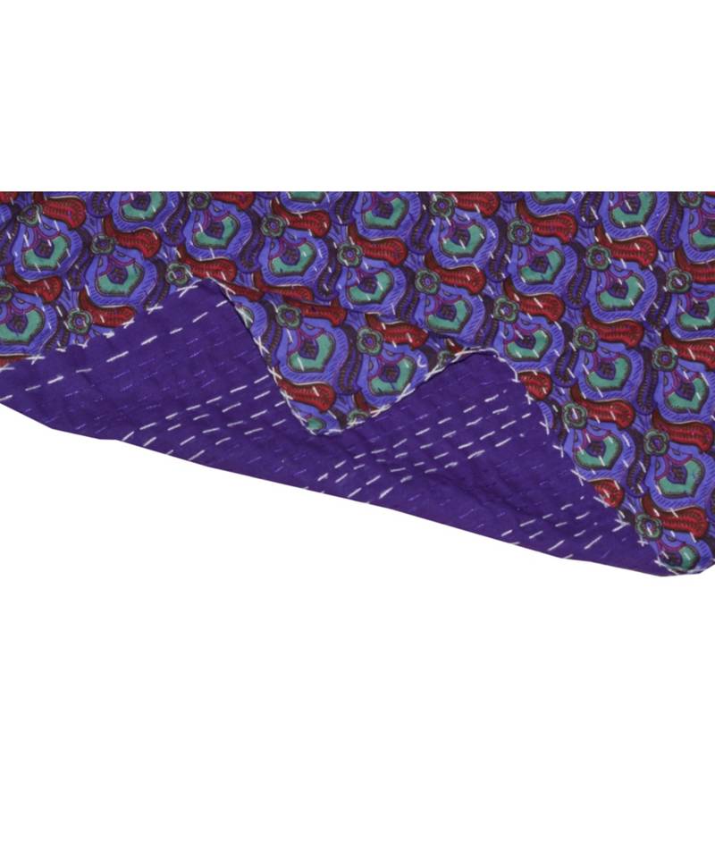 Kantha Quilt Queen Cotton Vintage Throw Blanket Multi Design Indian Handmade GDR0462