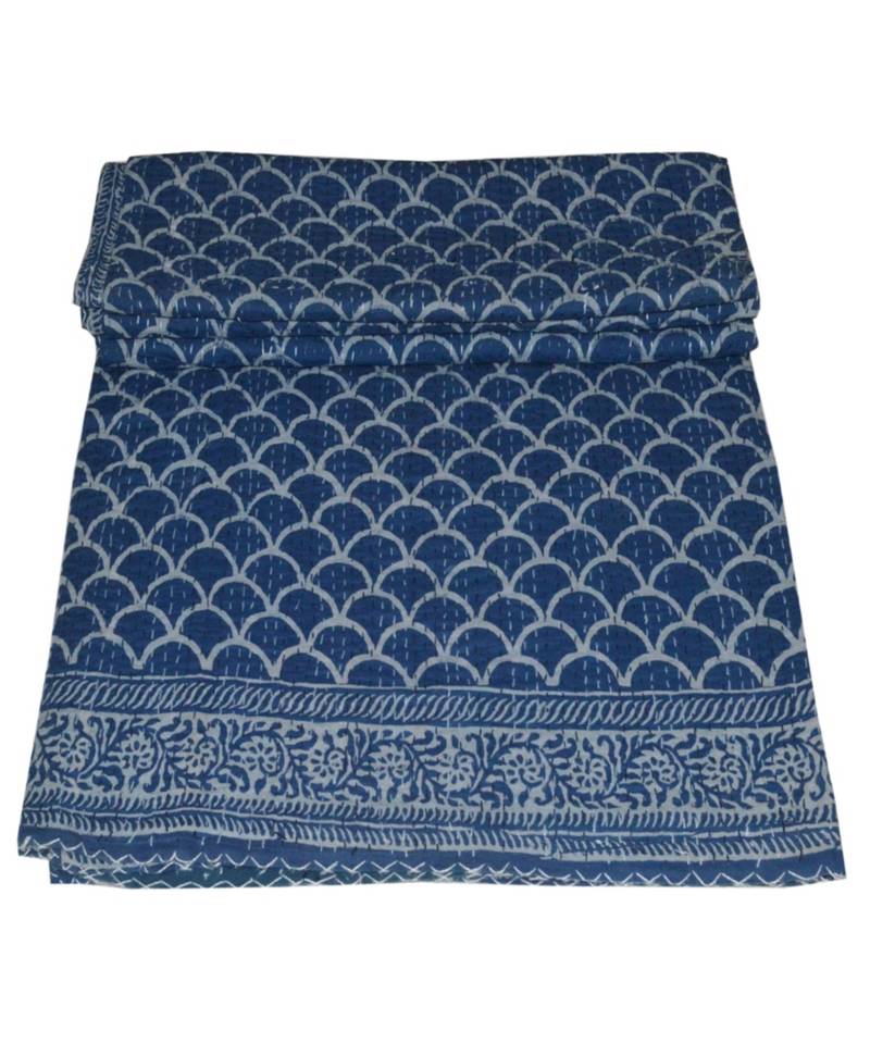 Kantha Quilt Queen Cotton Vintage Throw Blanket Multi Design Indian Handmade GDR0466