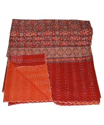 Kantha Quilt Queen Cotton Vintage Throw Blanket Multi Design Indian Handmade GDR0473 3