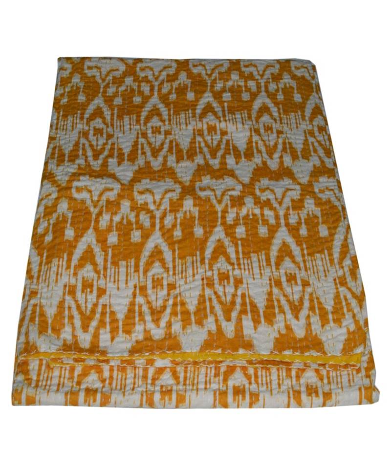 Kantha Quilt Queen Cotton Vintage Throw Blanket Multi Design Indian Handmade GDR0475