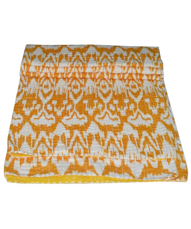 Kantha Quilt Queen Cotton Vintage Throw Blanket Multi Design Indian Handmade GDR0475