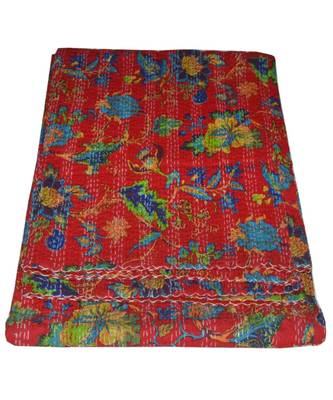 Kantha Quilt Queen Cotton Vintage Throw Blanket Multi Design Indian Handmade GDR0479 2