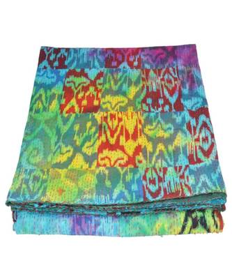 Kantha Quilt Queen Cotton Vintage Throw Blanket Multi Design Indian Handmade GDR0507 1