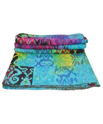 Kantha Quilt Queen Cotton Vintage Throw Blanket Multi Design Indian Handmade GDR0507 3