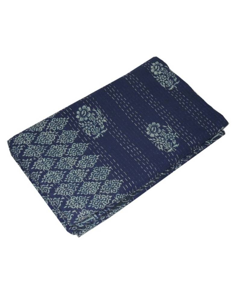 Kantha Quilt Queen Cotton Vintage Throw Blanket Multi Design Indian Handmade GDR0540