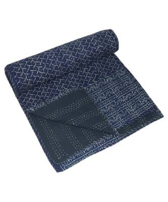 Kantha Quilt Queen Cotton Vintage Throw Blanket Multi Design Indian Handmade GDR0542 2