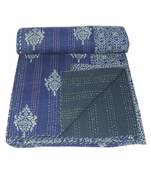 Kantha Quilt Queen Cotton Vintage Throw Blanket Multi Design Indian Handmade GDR0543