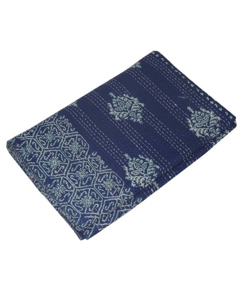 Kantha Quilt Queen Cotton Vintage Throw Blanket Multi Design Indian Handmade GDR0543