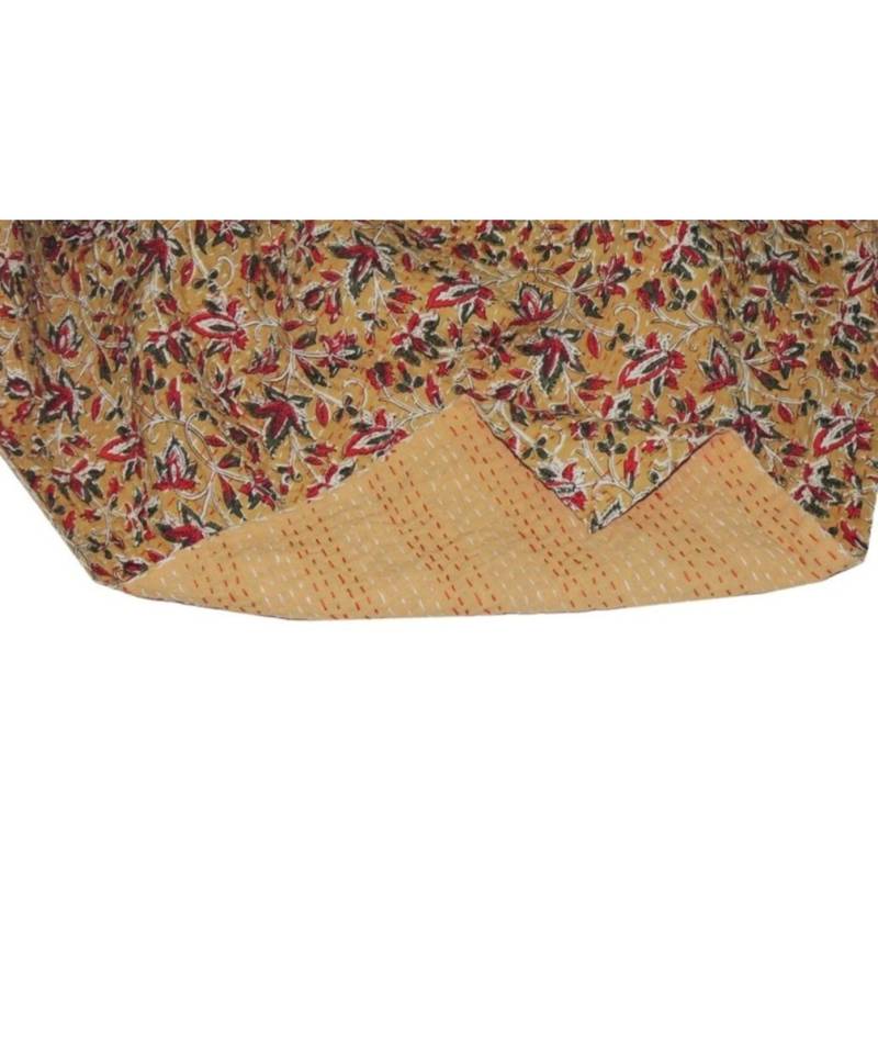 Kantha Quilt Queen Cotton Vintage Throw Blanket Multi Design Indian Handmade GDR0561