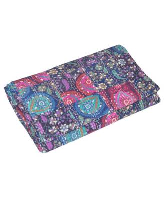 Kantha Quilt Queen Cotton Vintage Throw Blanket Multi Design Indian Handmade GDR0579 3