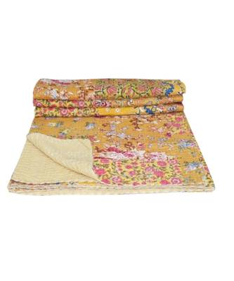 Kantha Quilt Queen Cotton Vintage Throw Blanket Multi Design Indian Handmade GDR0582 1
