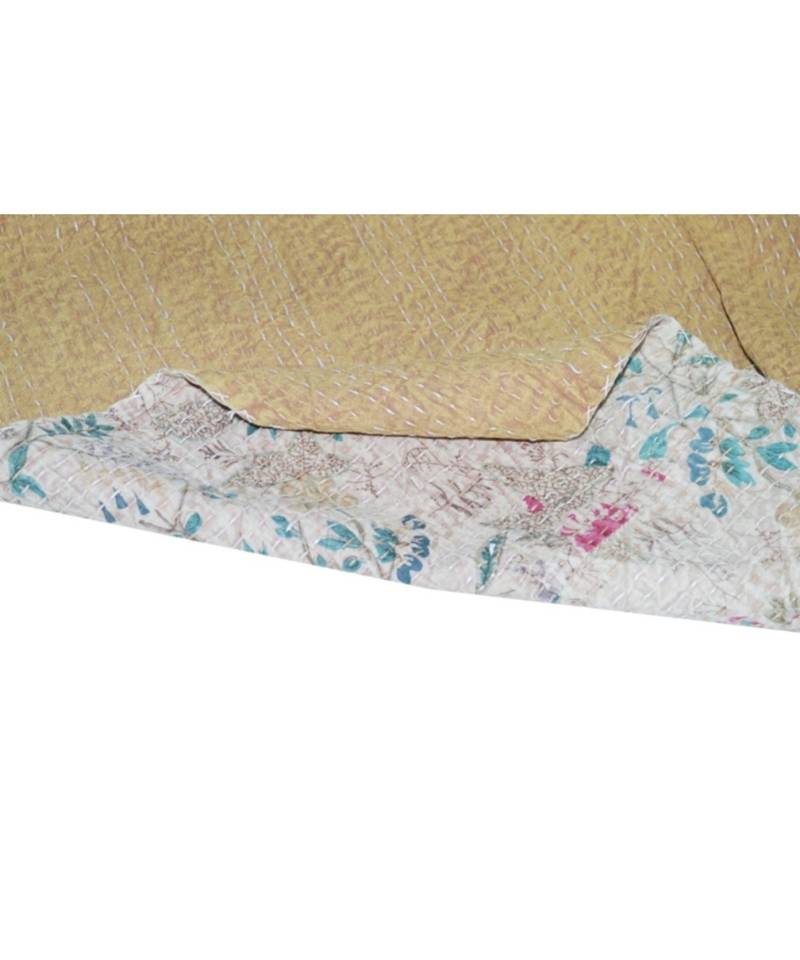 Kantha Quilt Queen Cotton Vintage Throw Blanket Multi Design Indian Handmade GDR0584