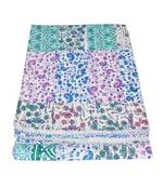 Kantha Quilt Queen Cotton Vintage Throw Blanket Multi Design Indian Handmade GDR0591