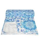 Kantha Quilt Queen Cotton Vintage Throw Blanket Multi Design Indian Handmade GDR0597